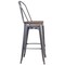 Merrick Lane Vesemir Stool with Powder Coated Metal Frame and Textured Wooden Seat